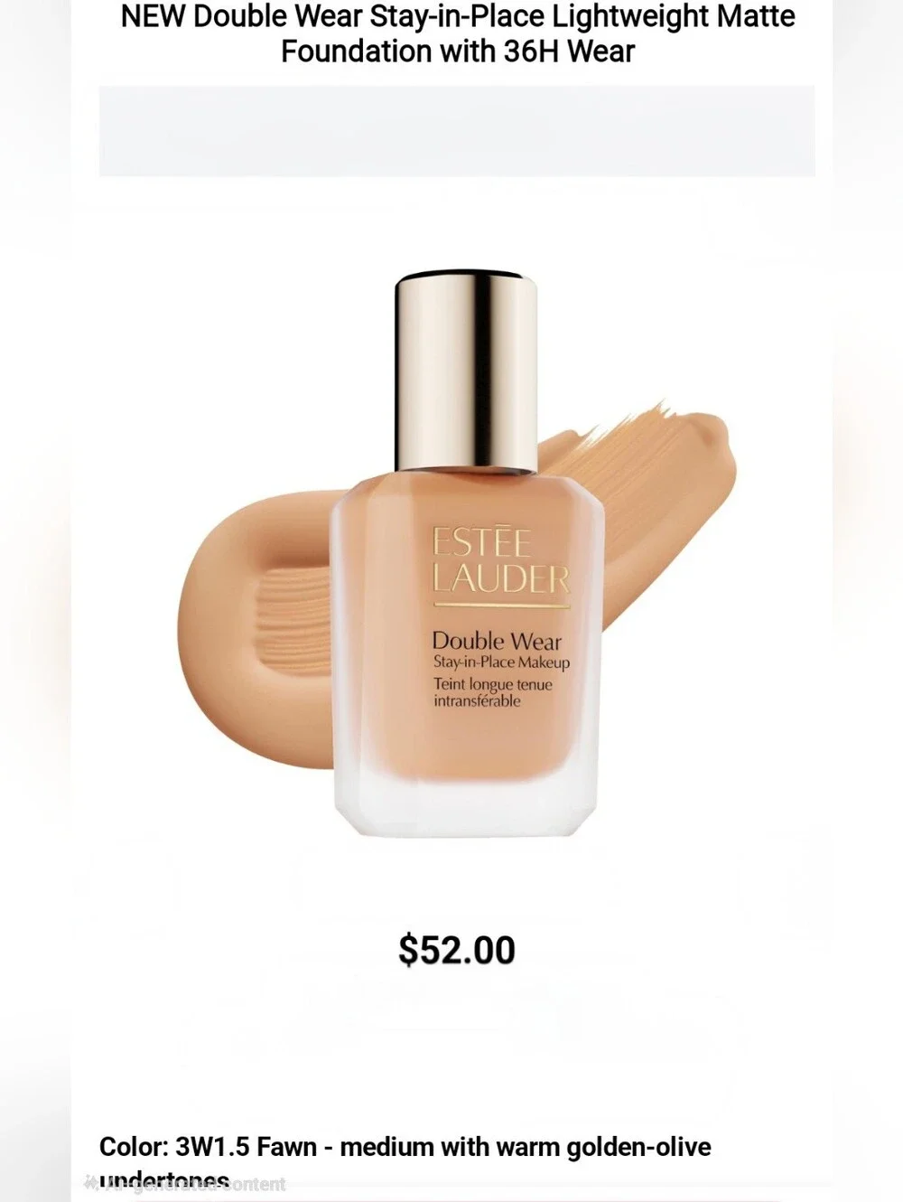Estée Lauder Double Wear Foundation - 3W1.5 Fawn